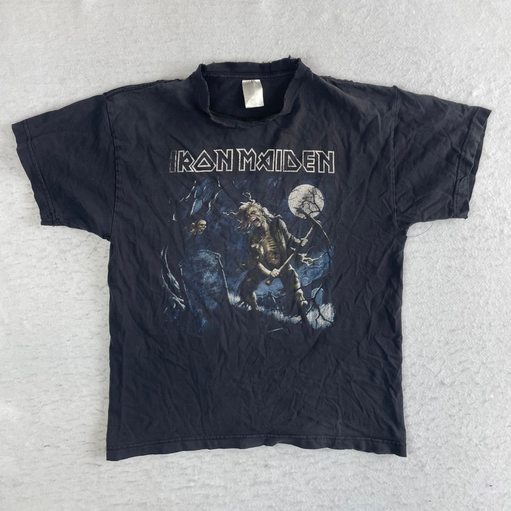 Iron Maiden T Shirt Mens XL Black Graphic Band Distressed Vintage Look